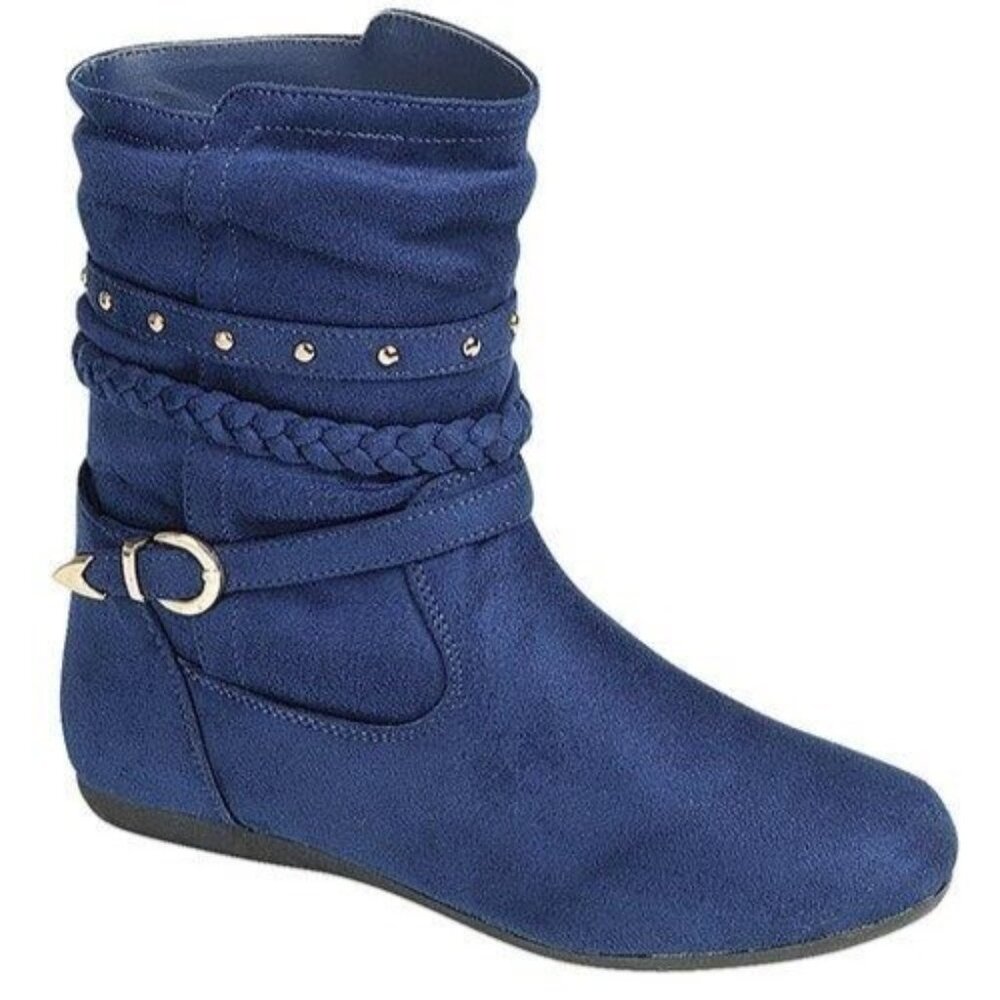 MOCA - Blue Buckle Accent Studded Boot